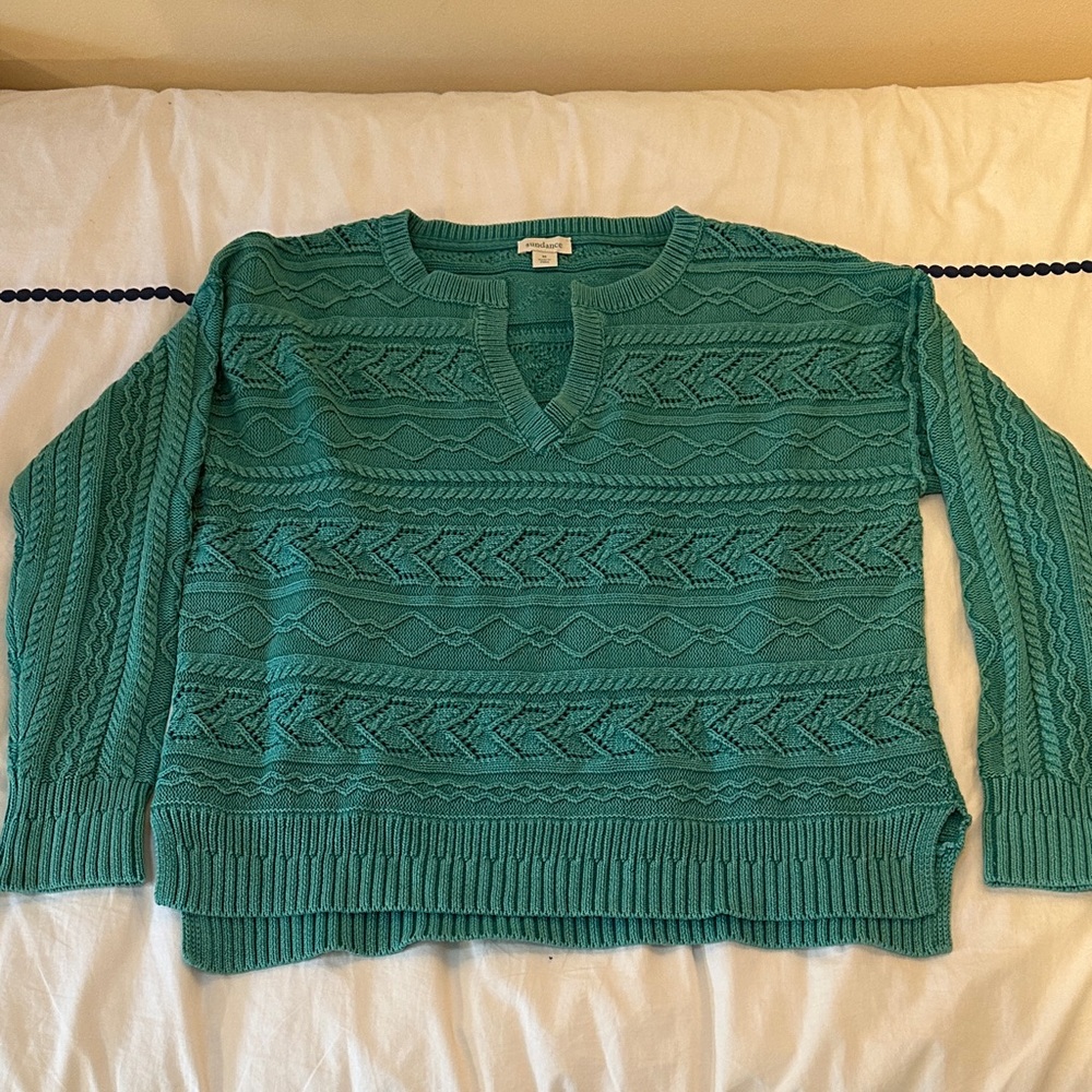 Sundance Green cabled sweater - size M